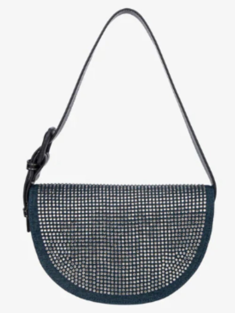 NWT HVISK Nomi Embellished Denim Shoulder Bag - Silver Rhinestones
